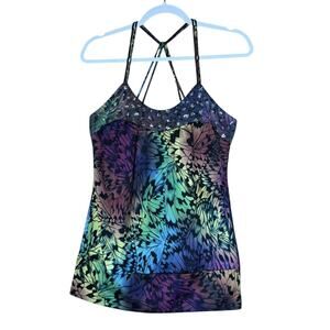 Y2K Floral Butterfly Womens Medium Studio Y Tank Top Blouson Rainbowcore Fairy